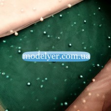 Ткань Сетка с жемчугом (зеленый)